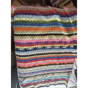 Colorful Handmade Throw Blanket Afghan 80" X 60"